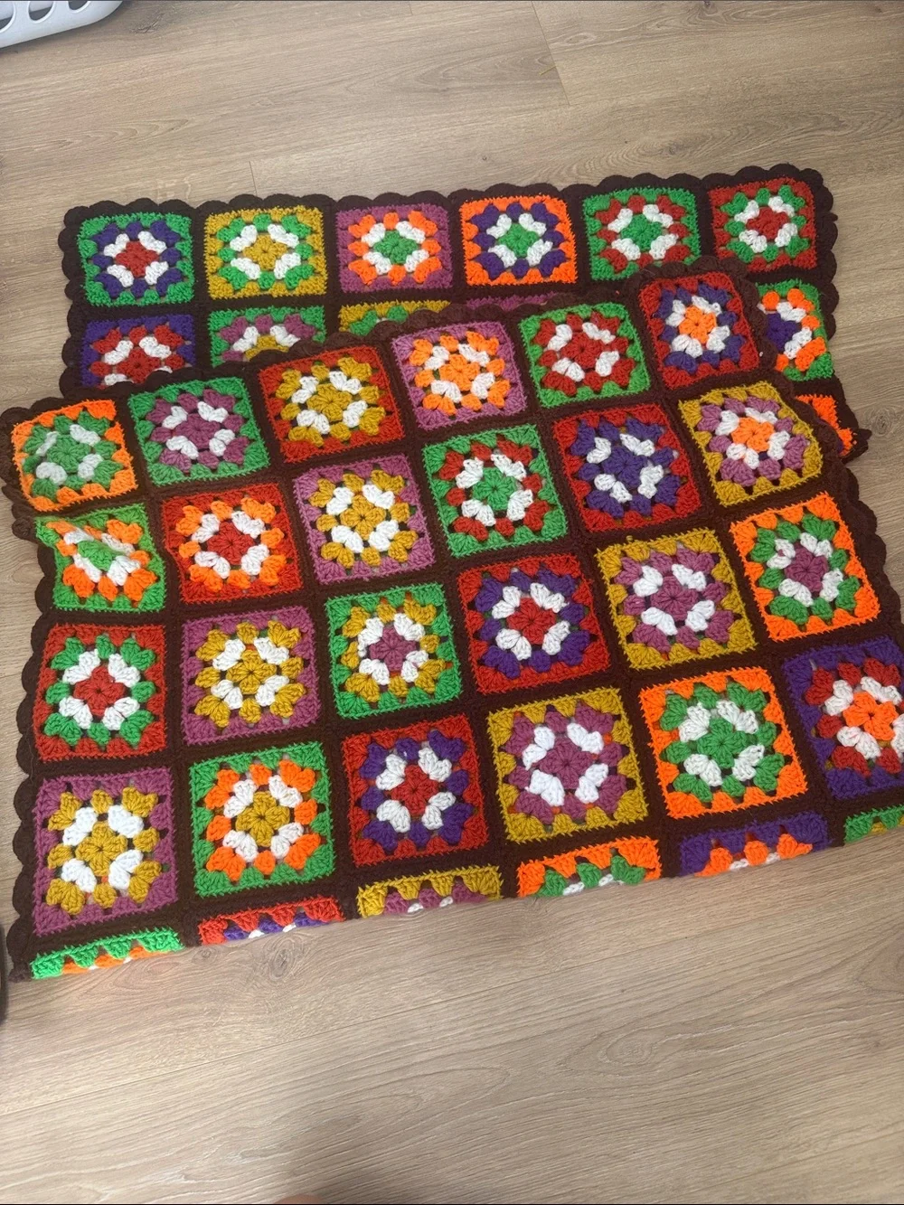 Handmade Multicolor Granny Square Crochet Throw Rug - Roseanne blanket